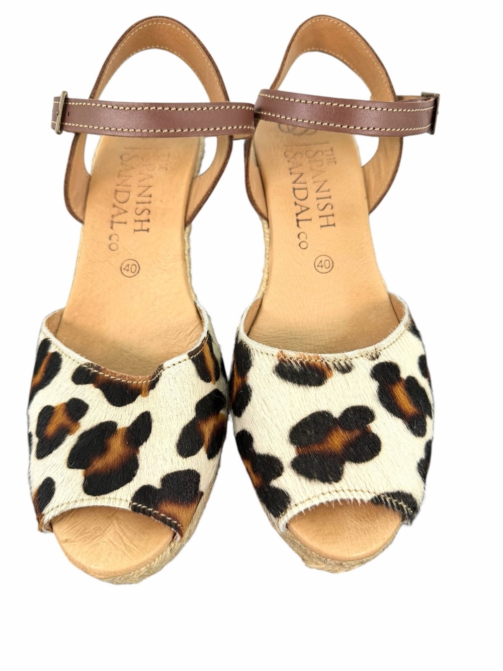 Spanish Sandal Company Leopard Print Espadrille Wedge Sandal - Brown/Black